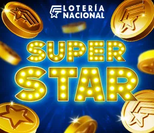 Ficha del juego Super Star con sello de la Lotería Nacional en el lobby.